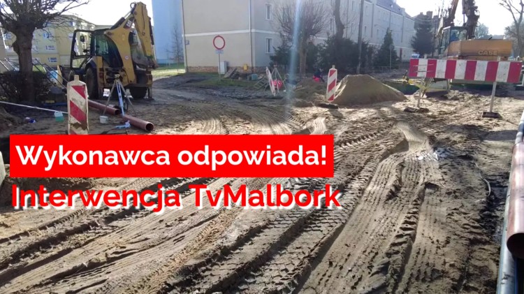 AKTUALIZACJA. Malbork. Prace na ul. Nowowiejskiego - problem z wjazdem…