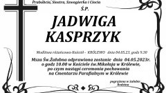 Zmarła Jadwiga Kasprzyk. Miała 69 lat.