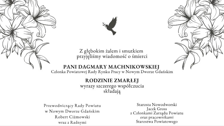 Kondolencje Starosty Nowodworskiego, Członków Zarządu Powiatu, Przewodniczącego…