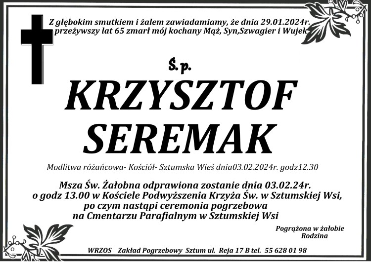 Zmarł Krzysztof Seremak. Miał 65 lat.