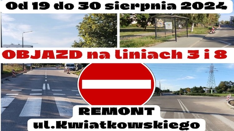 Malbork. Czasowy objazd na trasach linii autobusowej nr 3 i 8.