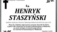 Zmarł Henryk Staszyński. Miał 73 lata.