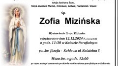 Zmarła Zofia Mizińska. Żyła 84 lata.