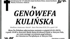 Zmarła Genowefa Kulińska. Miała 67 lat.