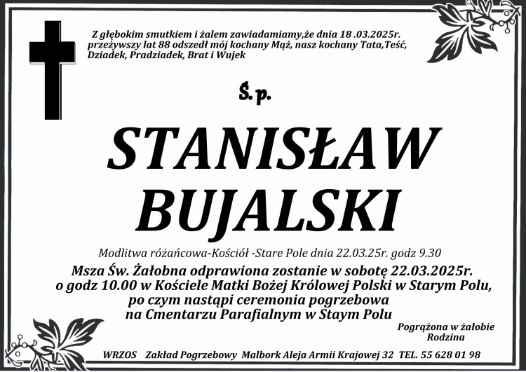 Zmarł Stanisław Bujalski. Miał 88 lat.