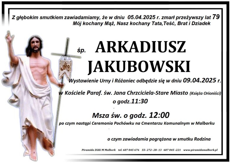 Zmarł Arkadiusz Jakubowski. Miał 79 lat.