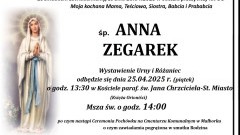 Zmarła Anna Zegarek. Miała 88 lat.
