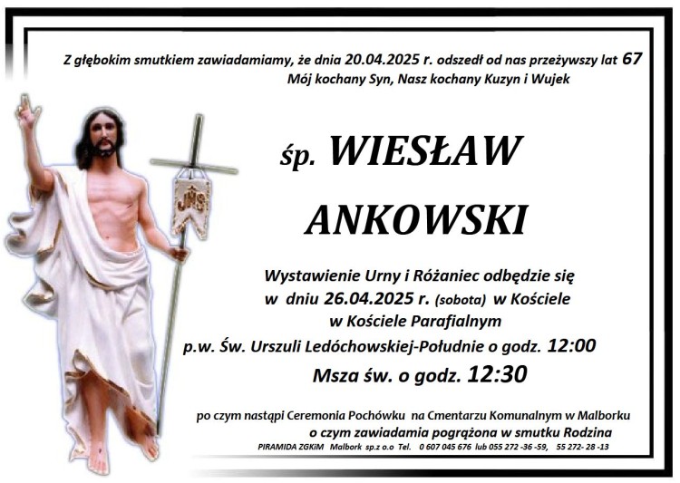 Zmarł Wiesław Ankowski. Miał 67 lat.