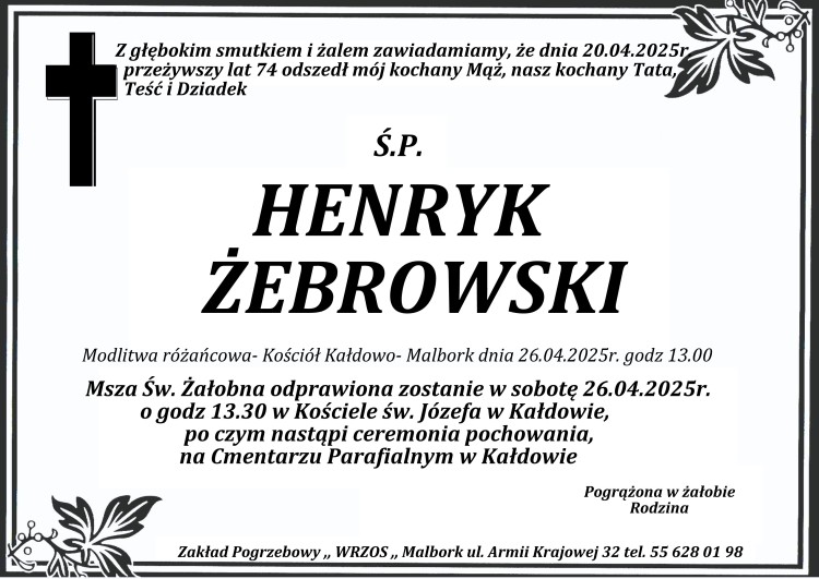 Zmarł Henryk Żebrowski. Miał 74 lata.