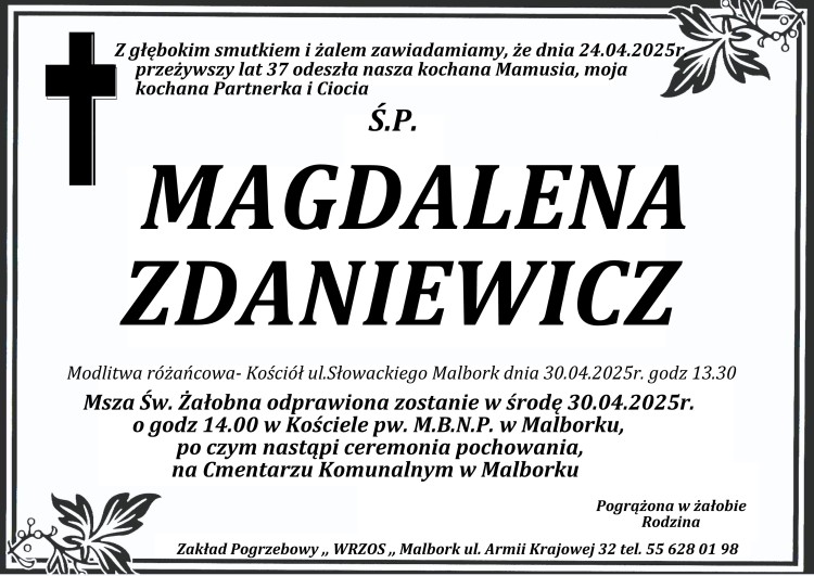 Zmarła Magdalena Zdaniewicz. Miała 37 lat.