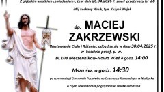 Zmarł Maciej Zakrzewski. Miał 38 lat.