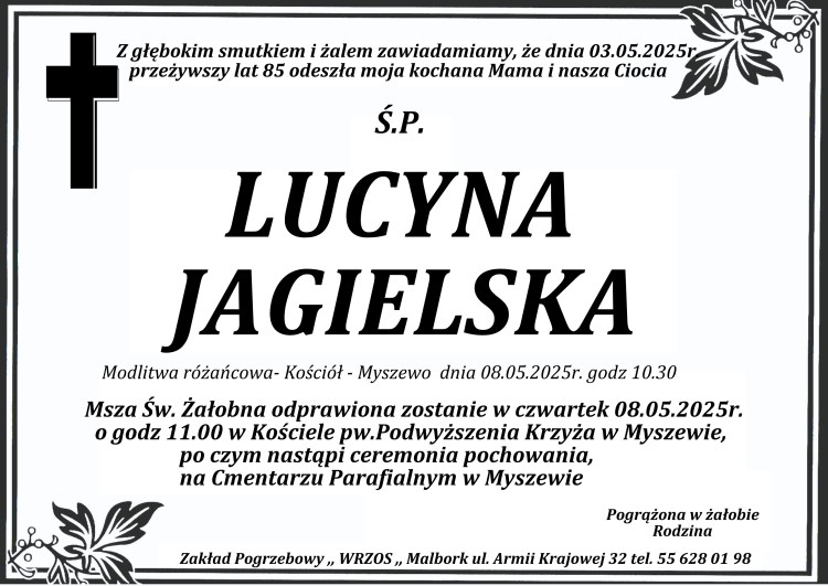 Zmarła Lucyna Jagielska. Żyła 85 lat.