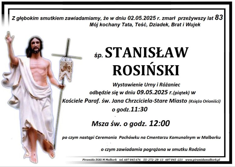 Zmarł Stanisław Rosiński. Miał 83 lata.