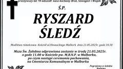 Zmarł Ryszard Śledź. Miał 70 lat.