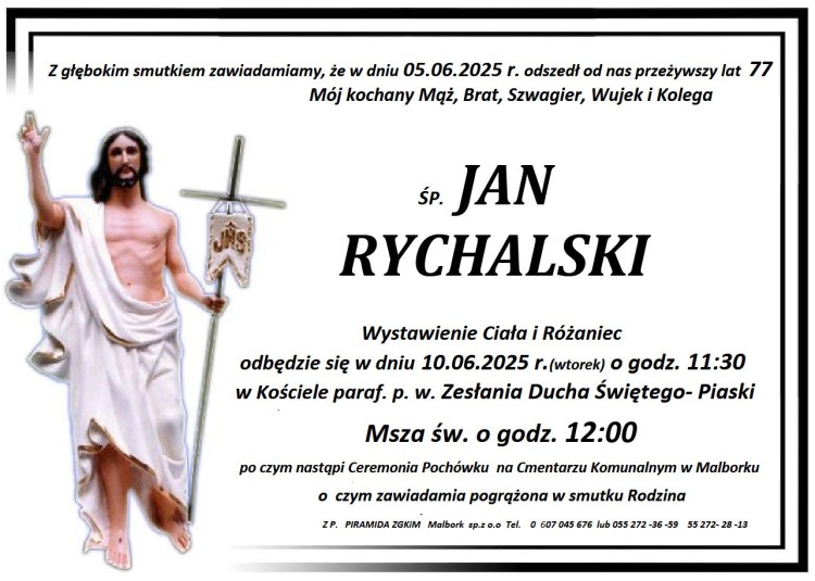 Zmarł Jan Rychalski. Miał 77 lat.