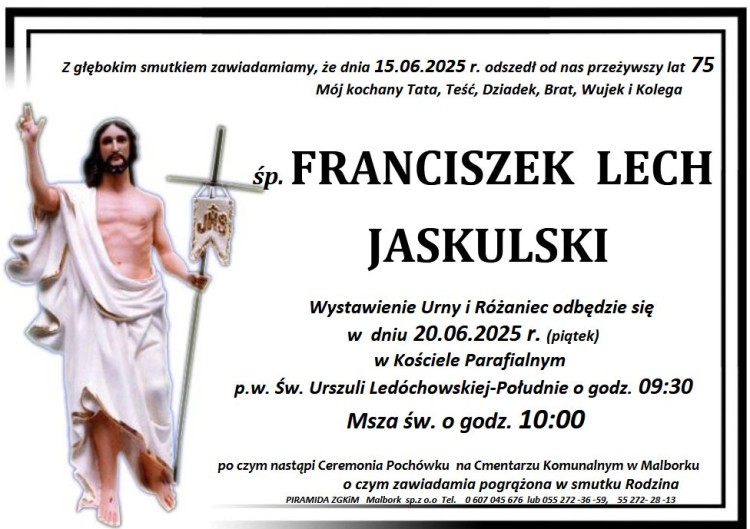 Zmarł Franciszek Lech Jaskulski. Żył 75.