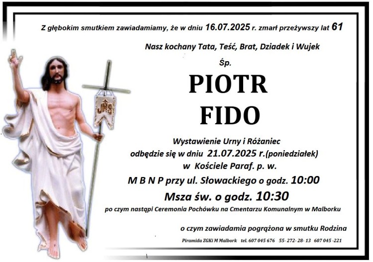 Zmarł Piotr Fido. Miał 61 lat.