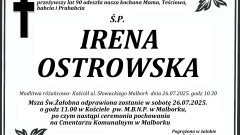 Zmarła Irena Ostrowska. Miała 90 lat.
