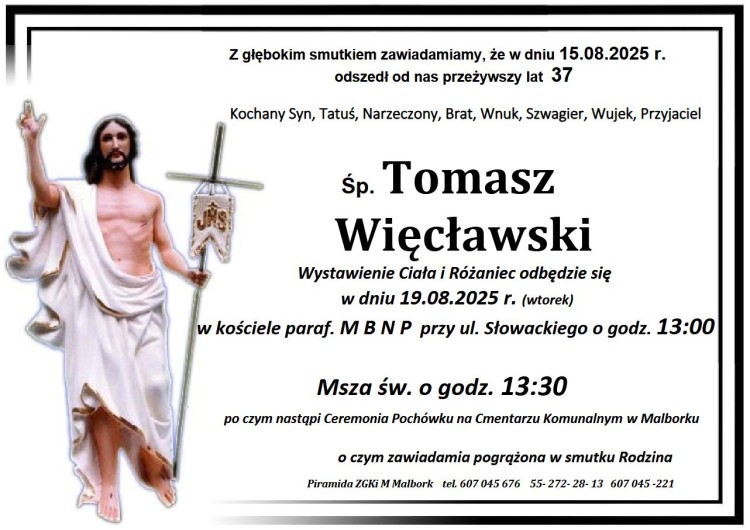 Zmarł Tomasz Więcławski. Miał 37 lat.