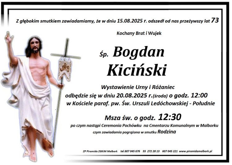 Zmarł Bogdan Kiciński. Żył 73 lata.