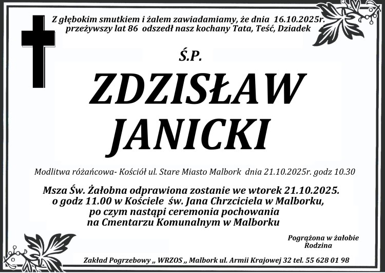 Zmarł Zdzisław Janicki. Miał 86 lat.