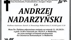 Zmarł Andrzej Nadarzyński. Miał 72 lata.