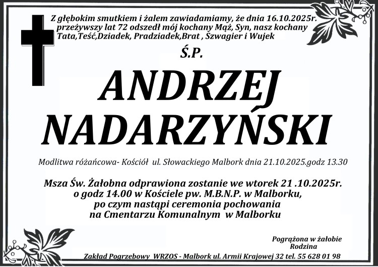 Zmarł Andrzej Nadarzyński. Miał 72 lata.