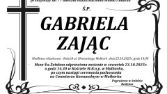 Zmarła Gabriela Zając. Miała 77 lat.