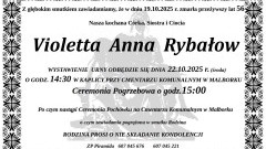 Zmarła Violetta Anna Rybałow. Miała 56 lat.