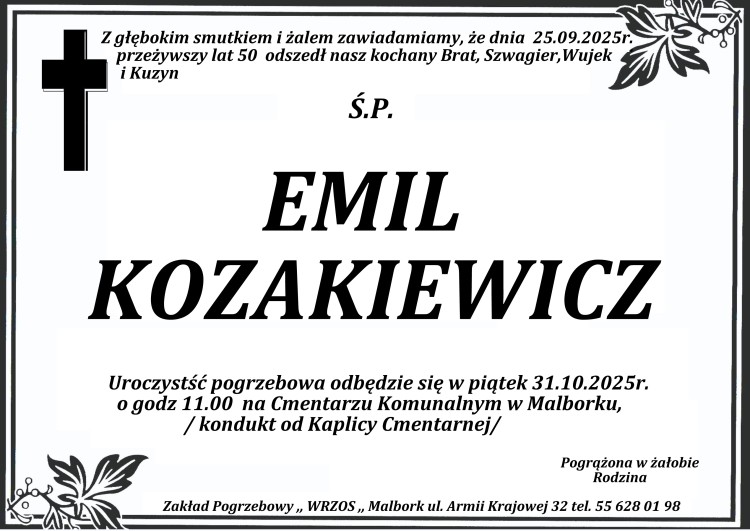 Zmarł Emil Kozakiewicz. Miał 50 lat. 