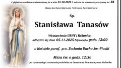Zmarła Stanisława Tanasów. Miała 84 lata.