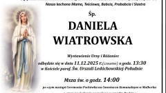 Zmarła Daniela Wiatrowska. Żyła 83 lata.