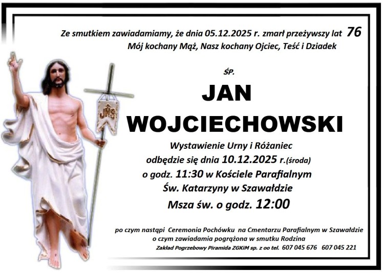 Zmarł Jan Wojciechowski. Żył 76 lat.