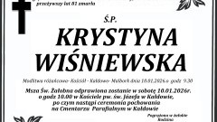 Zmarła Krystyna Wiśniewska. Miała 81 lat.