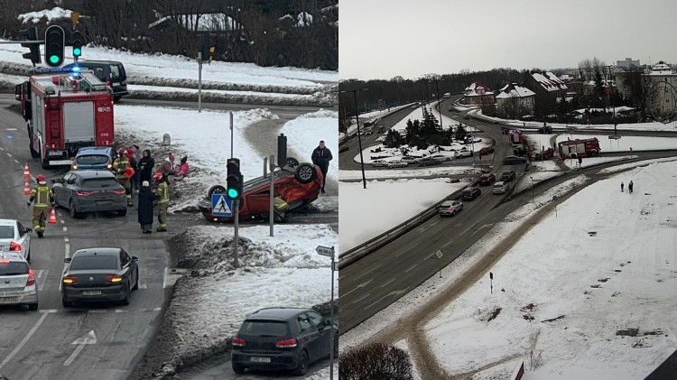 Zderzenie dwóch samochodów na skrzyżowaniu w Malborku. Zobacz wideo