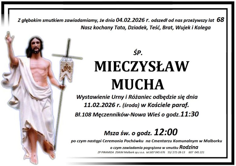 Zmarł Mieczysław Mucha. Miał 68 lat.