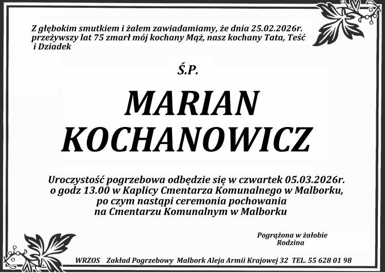 Zmarł Marian Kochanowicz. Miał 75 lat.