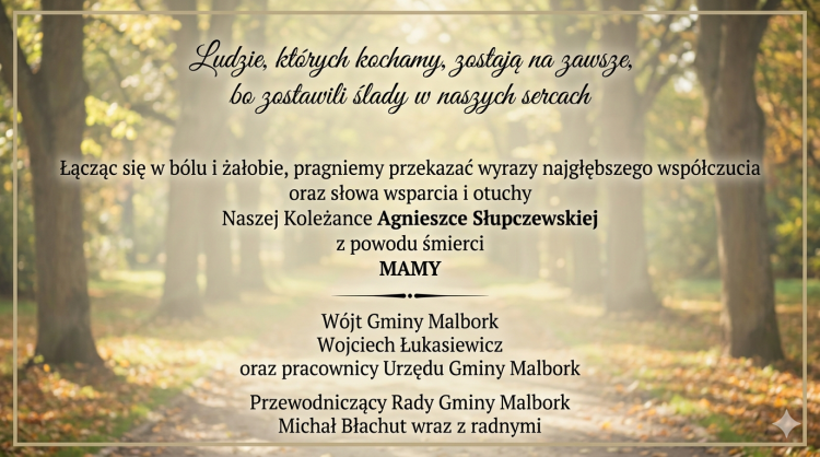 Kondolencje Wójta Gminy Malbork, pracowników Urzędu Gminy, Przewodniczącego…