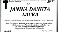 Zmarła Janina Danuta Lacka. Żyła 98 lat.