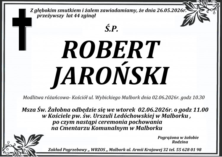 Zmarł Robert Jaroński. Miał 44 lata.