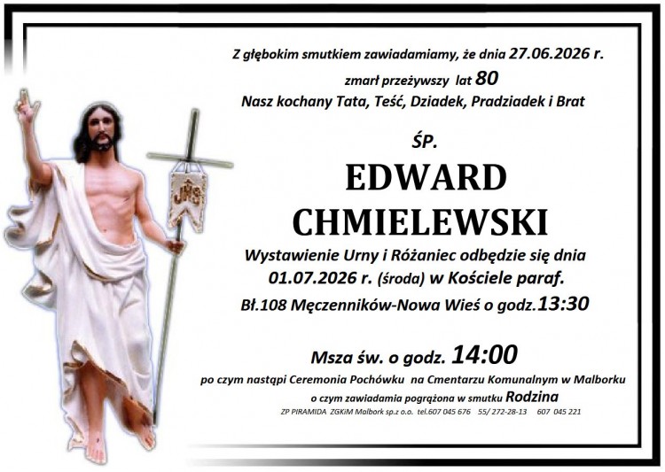 Zmarł Edward Chmielewski. Miał 80 lat.