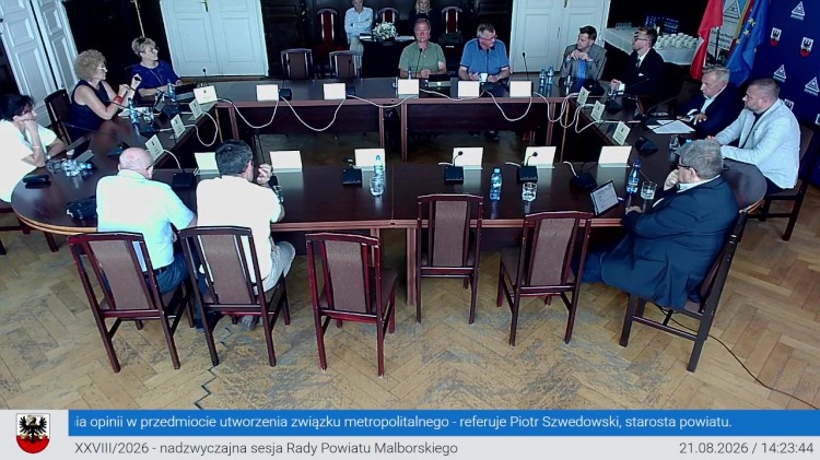 XXVIII nadzwyczajna sesja Rady Powiatu Malborskiego 21.08.2026 - zobacz…