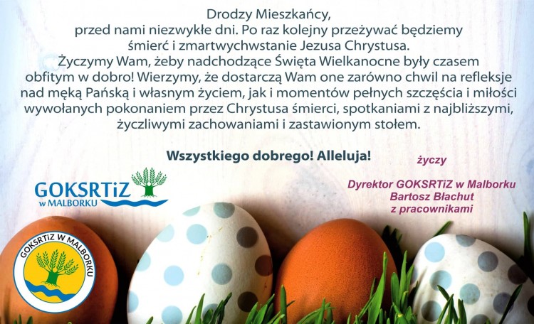 Świąteczne życzenia Dyrektora i pracowników GOKSRTiZ w Malborku.